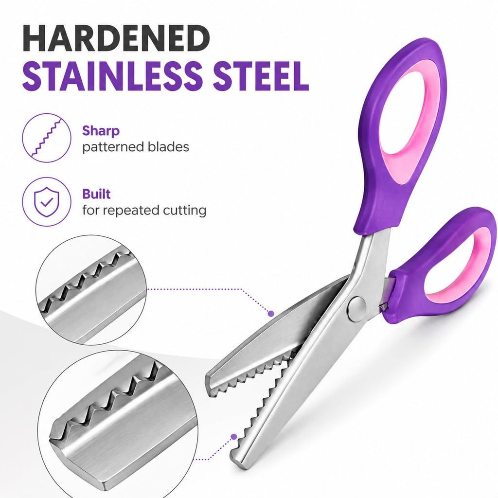 Pinking Shears for Fabric, 5mm Zig Zag Scissors for Sewing and Crafts