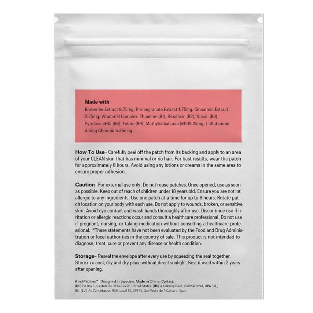Kind Patches Berberine Patches with L Glutamine, Chromium, Pomegranate and Cinnamon - 2 Pack, 60 Patches
