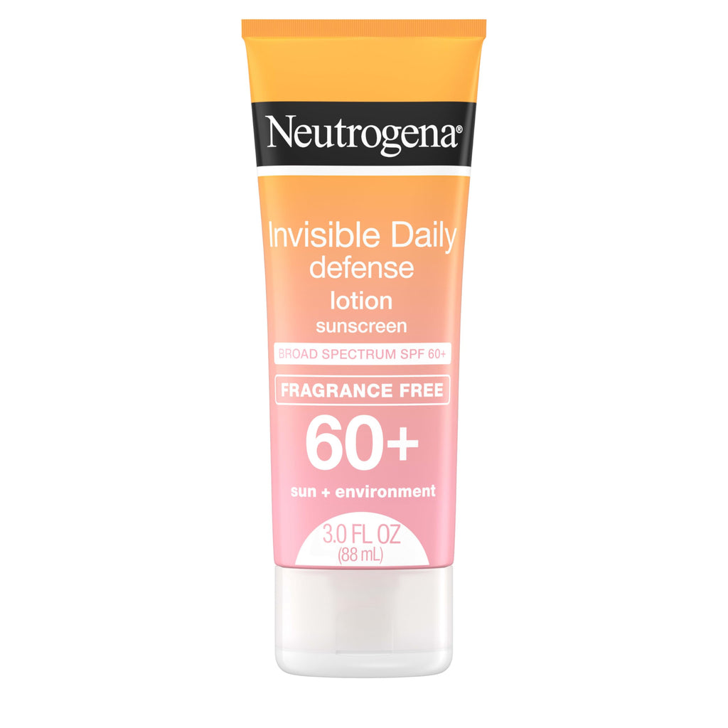 Buy now Neutrogena Invisible Daily Defense Fragrance-Free Sunscreen Lotion, Broad Spectrum SPF 60+, Oxybenzone-Free & Water-Resistant, Sun & Environmental Aggressor Protection, 3.0 fl. oz at indiglob india