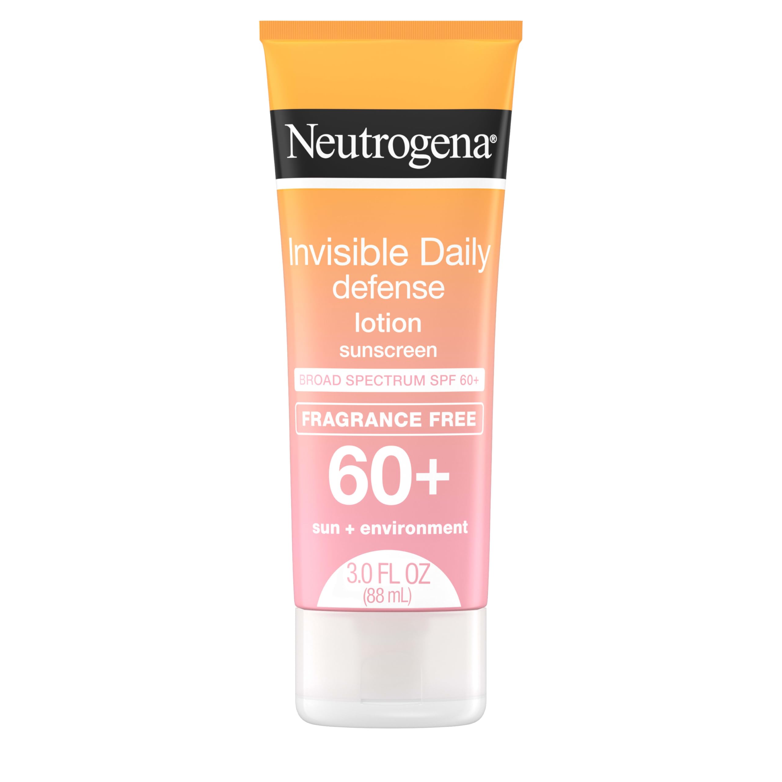 Buy now Neutrogena Invisible Daily Defense Fragrance-Free Sunscreen Lotion, Broad Spectrum SPF 60+, Oxybenzone-Free & Water-Resistant, Sun & Environmental Aggressor Protection, 3.0 fl. oz at indiglob india