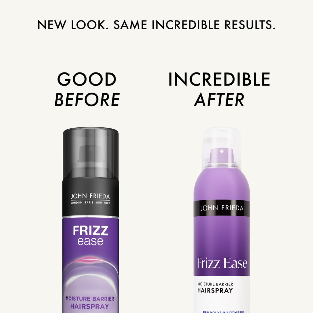 John Frieda Frizz Ease Moisture Barrier Firm Hold Hairspray, 12 oz | Anti-Frizz Hairspray, Blocks Humidity, Heat Protectant, Long-Lasting Firm Hold, Keeps Hair Straight, Frizzy Hair Control