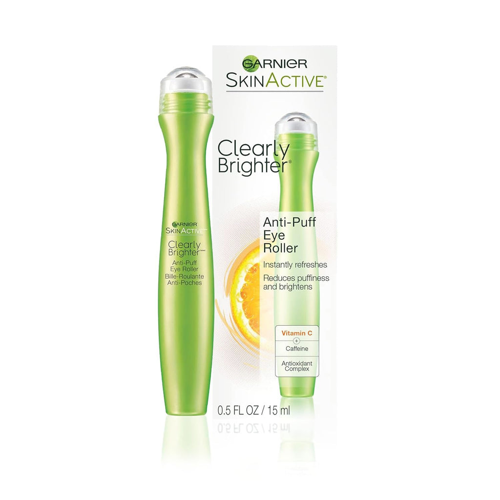 Garnier Clearly Brighter Anti-Puff Eye Roller, 0.5 Fl Oz (15mL), 3 Count (Packaging May Vary)