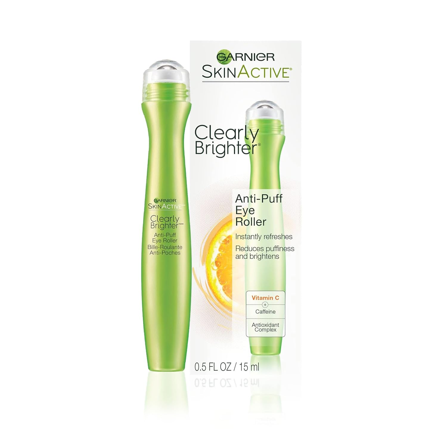Garnier Clearly Brighter Anti-Puff Eye Roller, 0.5 Fl Oz (15mL), 3 Count (Packaging May Vary)