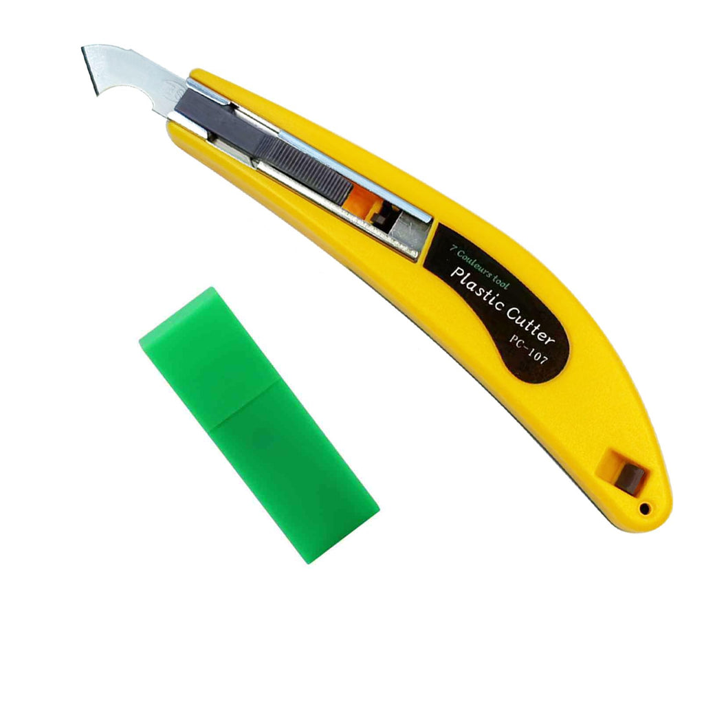 Professional Acrylic Plexiglass Sheet Cutter Scoring Knife Tool,With a Curved Handle,It Is More Convenient To Use.One handle,11 blades.(Yellow)