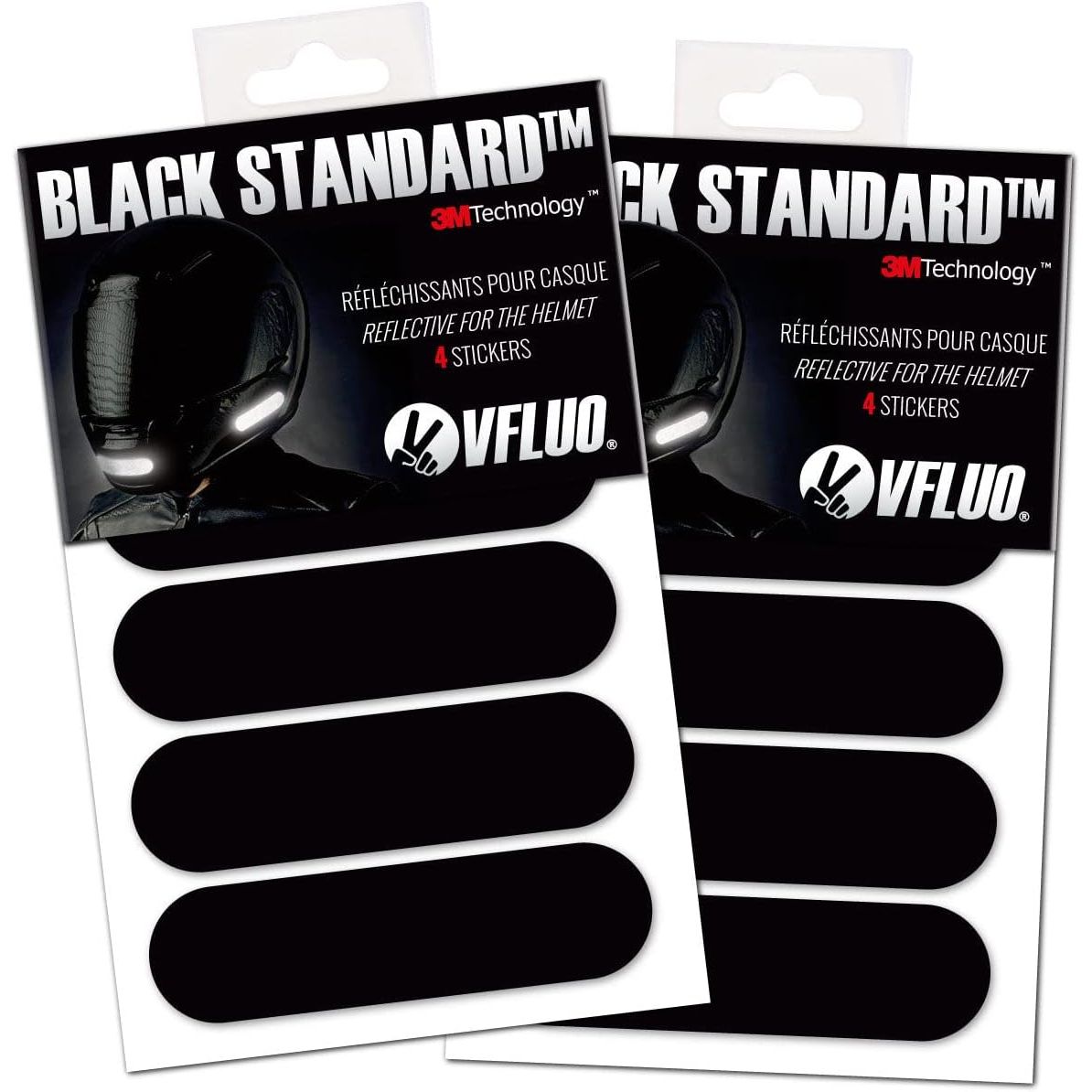 Buy now VFLUO - Kit 4 Retro Reflective Stripes Stickers for Mortorcyle Helmet - Stickers Approved to FR Dimension - High Visibility, 3M™ Technology - Discreet and design - Maximum Grip 2 Black at indiglob india