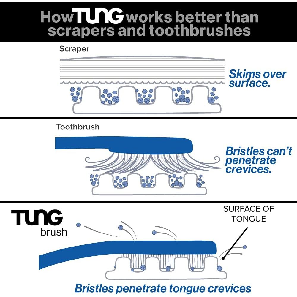 Buy now TUNG Brush Tongue Cleaner, Plastic TUNG Scraper, Tongue Cleaning to Fight Bad Breath, Halitosis Defense, USA Made, 2-Pack at indiglob india