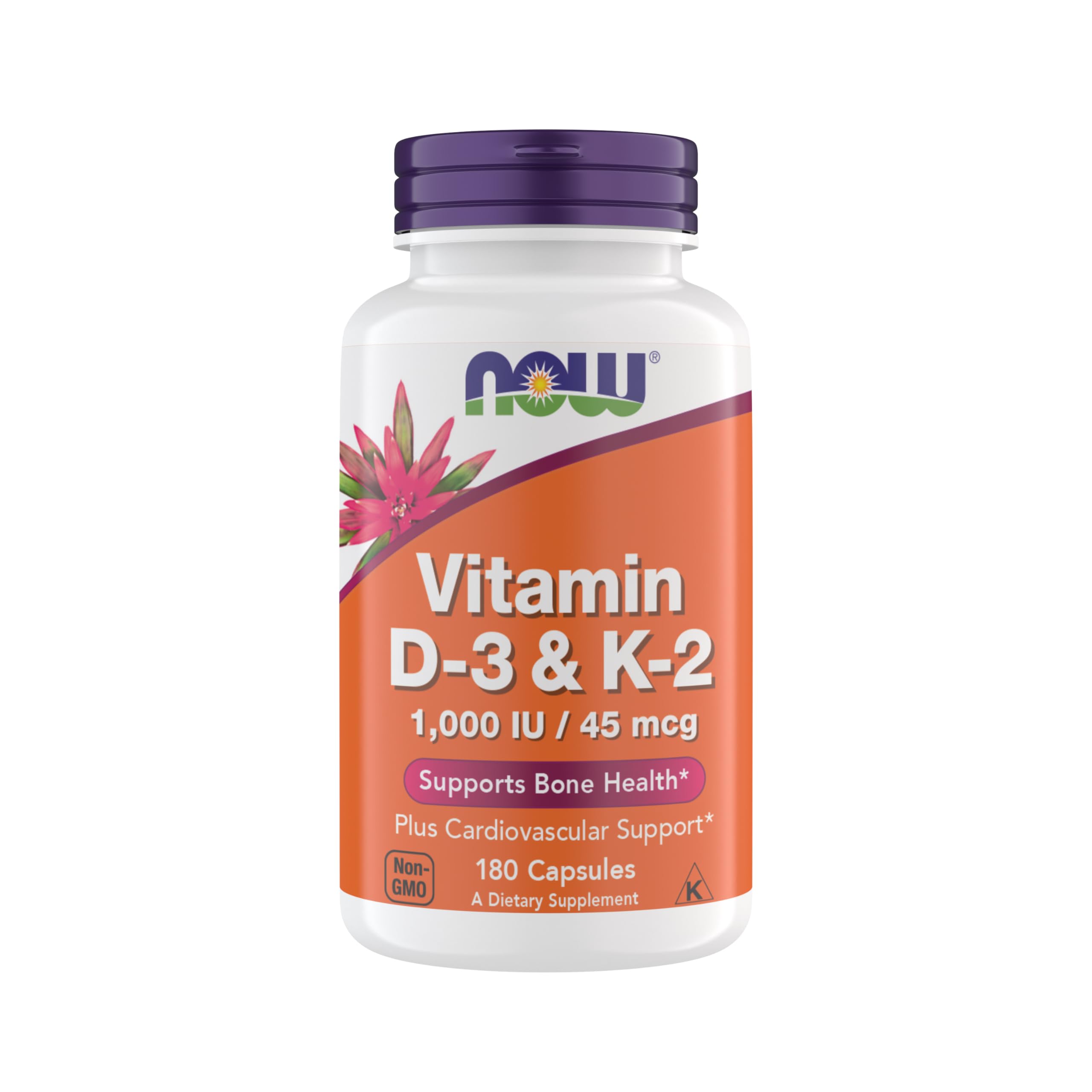 Buy now Now Supplements Vitamin D3 K2, 1,000 IU/45 mcg, Cardiovascular Support, Supports Bone Health, 180 Vegetarian Capsules - Vegan, Gluten Free, Kosher Vitamin D3 and K2 Supplements (Pack of 1) at indiglob india