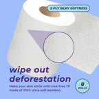 Bim Bam Boo PFAS-Free Bamboo Toilet Paper, 2-Ply, 8 Rolls, 295 Sheets Each