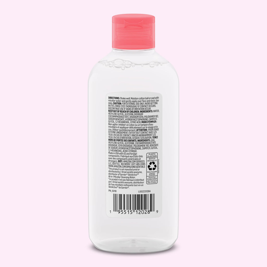 Amazon Essentials Micellar Water All-in-One Pink 13.5 Fl Oz