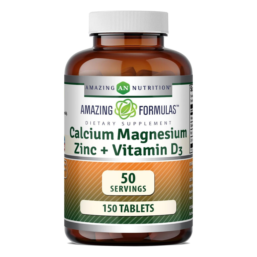 Amazing Formulas Calcium Magnesium Zinc + Vitamin D3 Supplement | 500 Tablets | Non-GMO | Gluten-Free | Made in USA