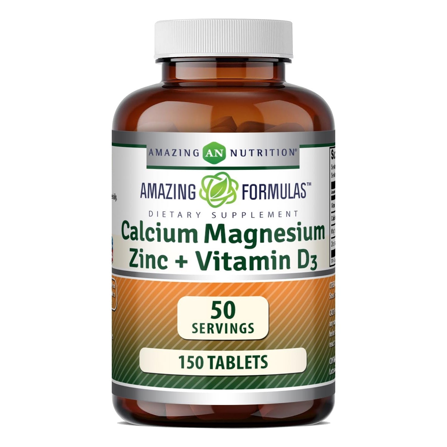 Amazing Formulas Calcium Magnesium Zinc + Vitamin D3 Supplement | 500 Tablets | Non-GMO | Gluten-Free | Made in USA