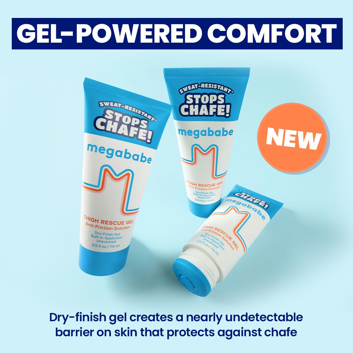 Megababe Thigh Rescue Gel, Stops Chafe, Sweat-Resistant, 2.5 fl oz