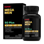 Buy now GNC Mega Men 50 Plus Multivitamin Caplets, Clinically Proven, Heart & Prostate Health, B Vitamins, Saw Palmetto, Memory, Vitamin D-3, 60 Count at indiglob india