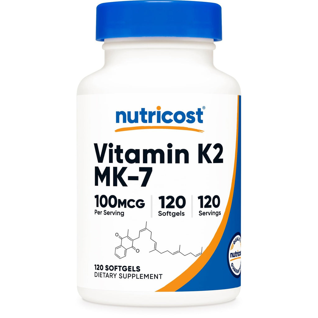 Nutricost Vitamin K2 MK-7 100 mcg, 240 Softgels, Gluten Free, GMO-Free | MK7