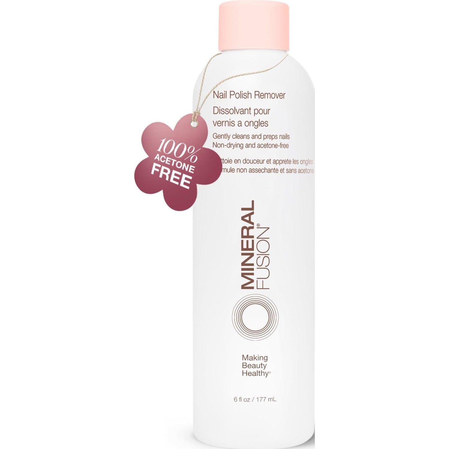 Mineral Fusion Nail Polish Remover, 6 fl oz (Pack of 2) | Acetone-Free Nail Care, Non Drying Liquid Formula