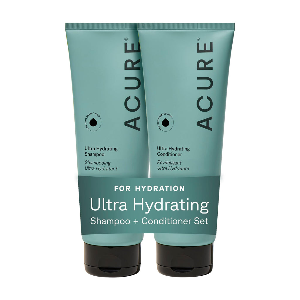Acure Ultra Hydrating Shampoo and Conditioner Set - 8 fl oz (2 Pack) | Moisturizing Set with Argan Oil for Women & Men with Dry, Damaged, Straight or Curly Hair, 100% Vegan, Paraben & Sulfate Free