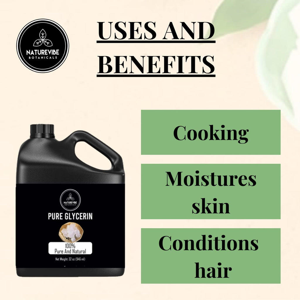 Buy now Naturevibe Botanicals Glycerine Liquid Oil 32 Ounces | 100% Pure and Natural | Great for Skin Care and Hair Care at indiglob india