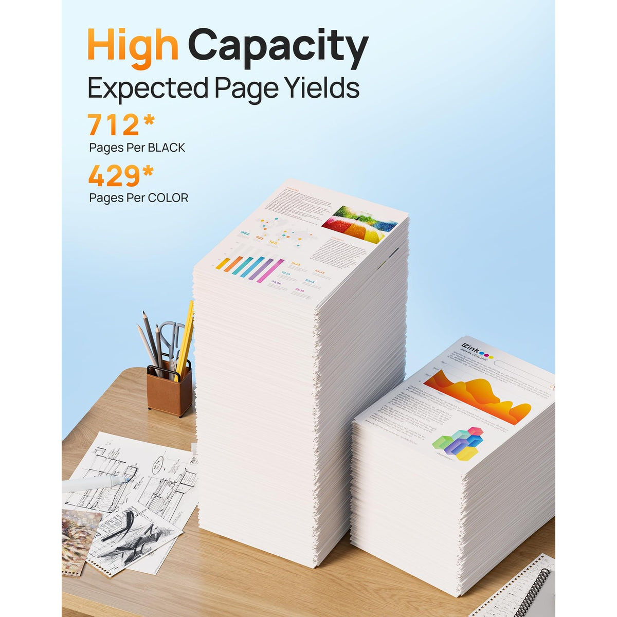 HP Ink 61XL Cartridges Combo Pack offers high-quality finish with expected yields of 712 black and 429 color pages. Available at Curat Cart.