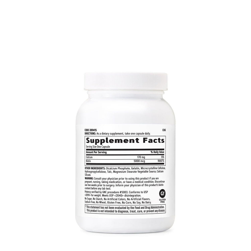 Buy now GNC Biotin 5000mcg Supplement, Supports Healthy Hair, Skin and Nails, 120 Servings at indiglob india
