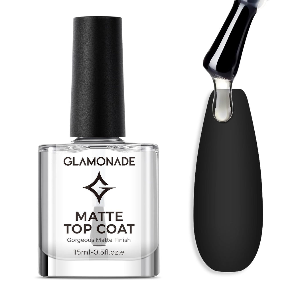 Glamonade Base Top Coat Nail Polish: Clear Quick Dry Nail Polish High Shine Long Lasting Glossy Regular Nail Lacquer Air Dry Fast Base Coat for Women Gift Nail Art Manicure Salon Quality