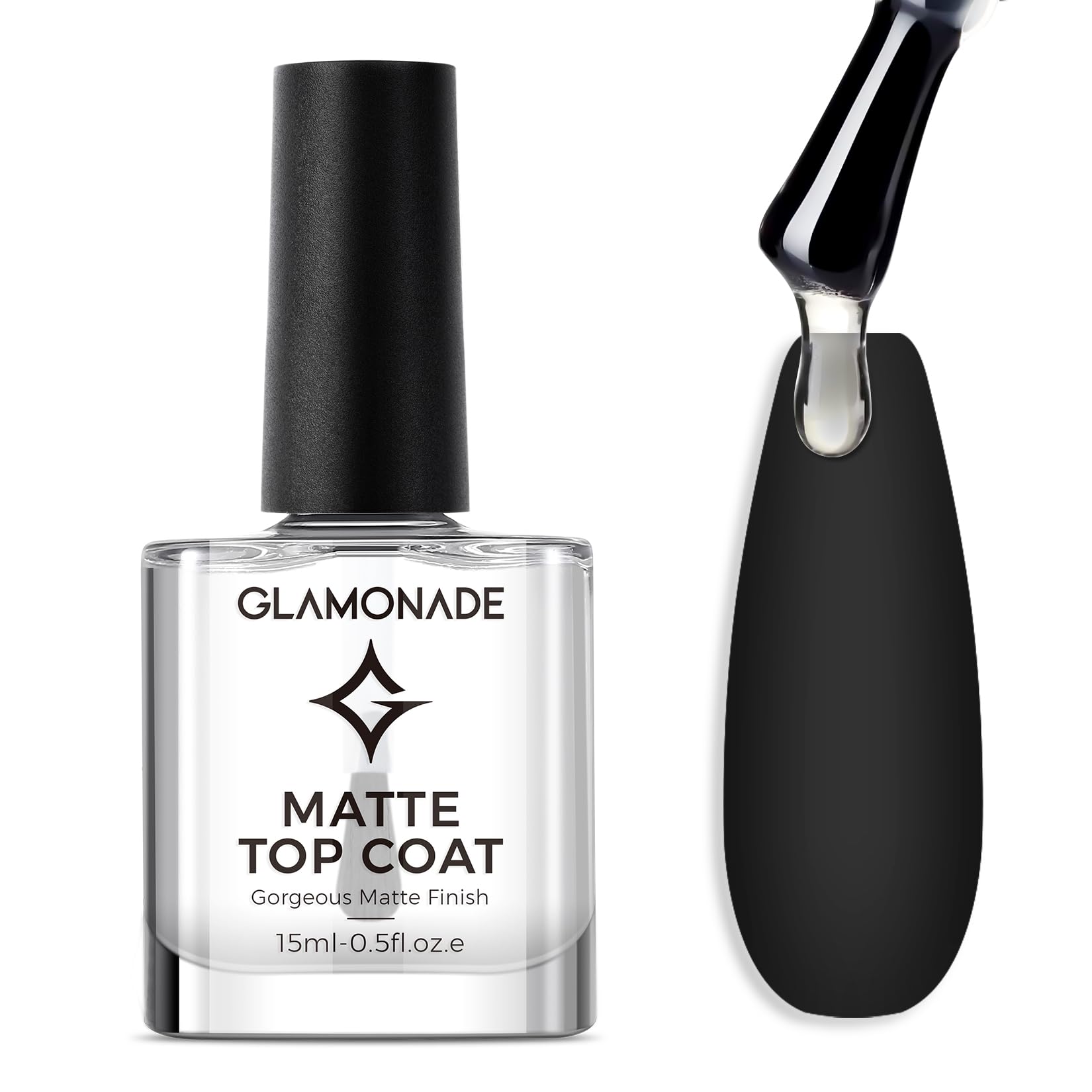Glamonade Base Top Coat Nail Polish: Clear Quick Dry Nail Polish High Shine Long Lasting Glossy Regular Nail Lacquer Air Dry Fast Base Coat for Women Gift Nail Art Manicure Salon Quality