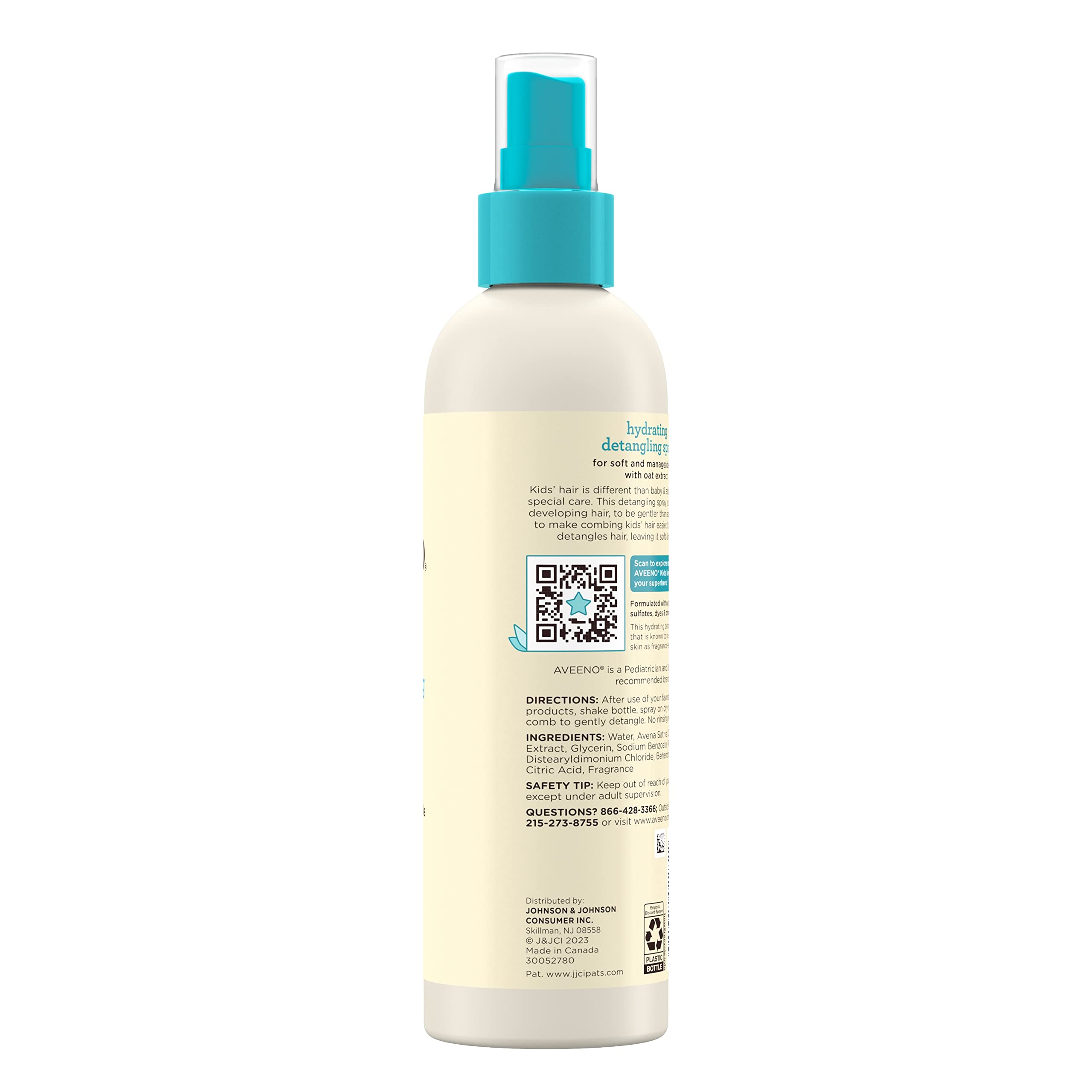 Aveeno Kids Hydrating Hair Detangler Spray, 10 fl. oz | Quickly Detangles Hair, Oat Extract, Tear-Free, Gentle on Sensitive Skin & Scalp