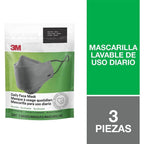 Buy now 3M Daily Face Mask, Reusable, Washable, Adjustable Ear Loops, Lightweight Cotton Fabric, 3 Pack at indiglob india