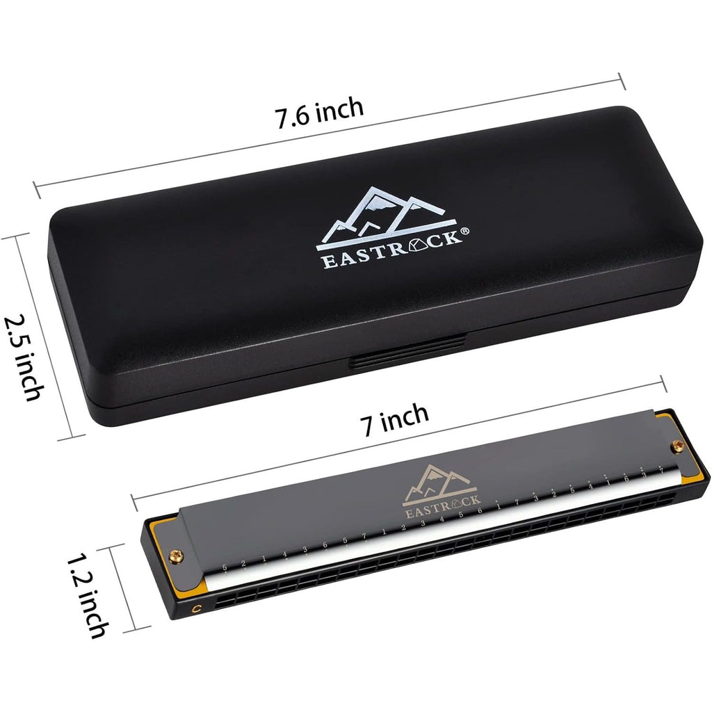Buy now EastRock Blues Harmonica 24 Hole C Key with Case, Mouth Organ Harp, Diatonic Harmonica for Beginner, Adult, Kids, Professional, Students, Friends, Gifts at indiglob india