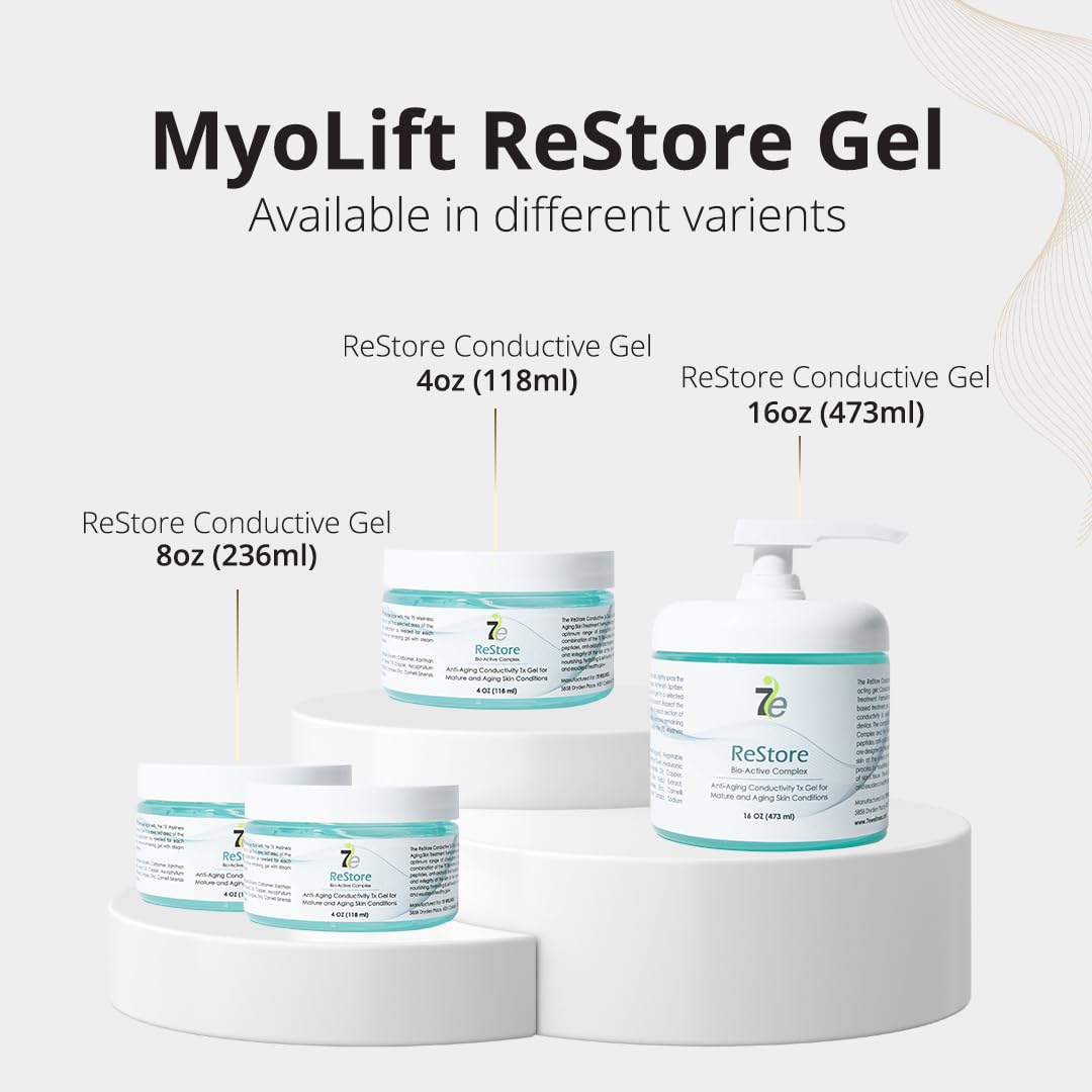 Buy now myolift 7E Wellness ReStore Conductive Microcurrent Gel with Bio-Active Complex - 4oz - Facial Skin Care with Green Tea Extract, Hyaluronic Acid & Collagen Peptides - Anti-Aging & Skin Tightening at indiglob india