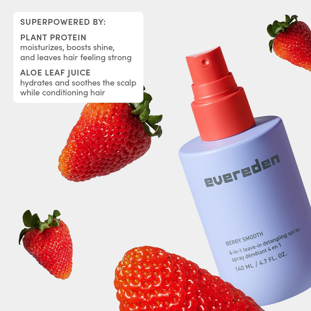 Evereden Kids 4-in-1 Detangler Spray, Silicone-Free, EWG Verified, Vegan | Developed with Harvard & Stanford Dermatologists, 4-in-1 Leave-In Conditioner for Girls, Straight, Curly Hair, Wet or Dry Use