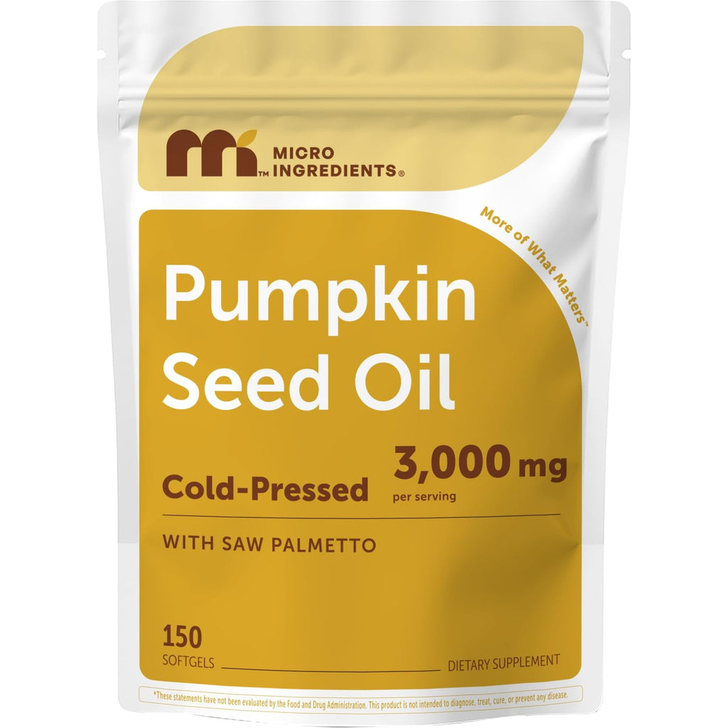 Micro Ingredients Pumpkin Seed Oil with Saw Palmetto, 75 Softgels | Cold Pressed, Pure Virgin Oil, Essential Fatty Acids & Phytosterols | Hair Growth & Prostate Health Support* | Non-GMO