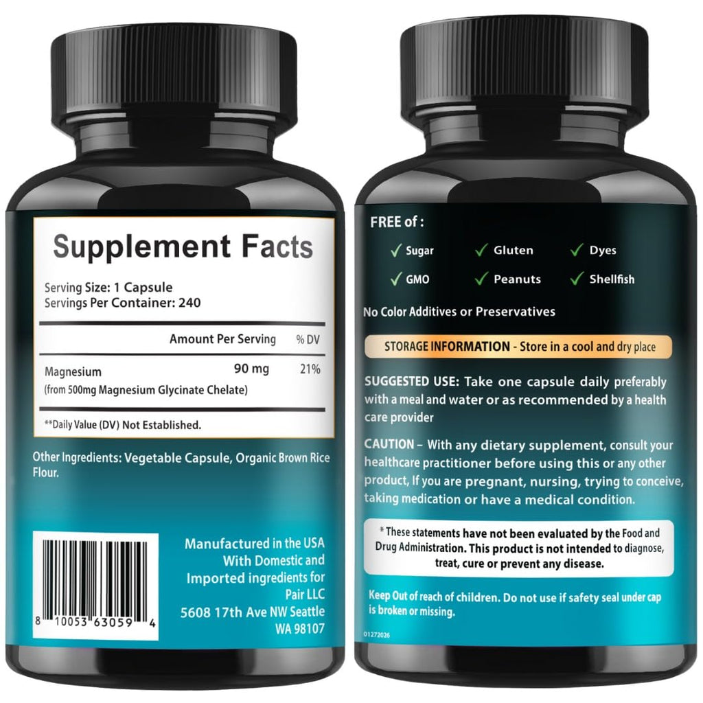 VITBOOST Magnesium Glycinate 500mg - Support Sleep 240 Veggie Capsules