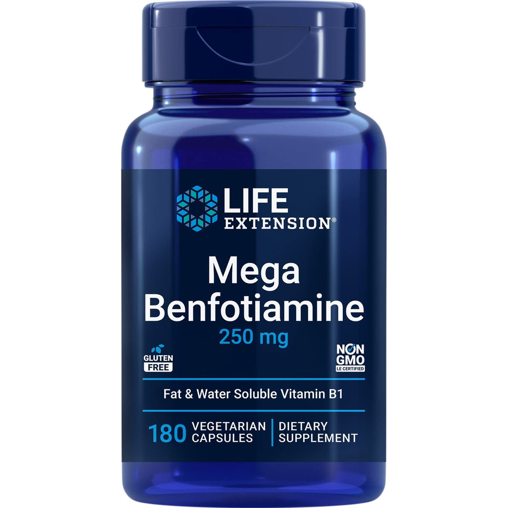 Life Extension Mega Benfotiamine, 250 mg, 120 Capsules | Fat-Soluble Thiamine, Ultra-Bioavailable Vitamin B1, Gluten-Free, Non-GMO & Vegetarian
