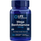 Life Extension Mega Benfotiamine, 250 mg, 120 Capsules | Fat-Soluble Thiamine, Ultra-Bioavailable Vitamin B1, Gluten-Free, Non-GMO & Vegetarian
