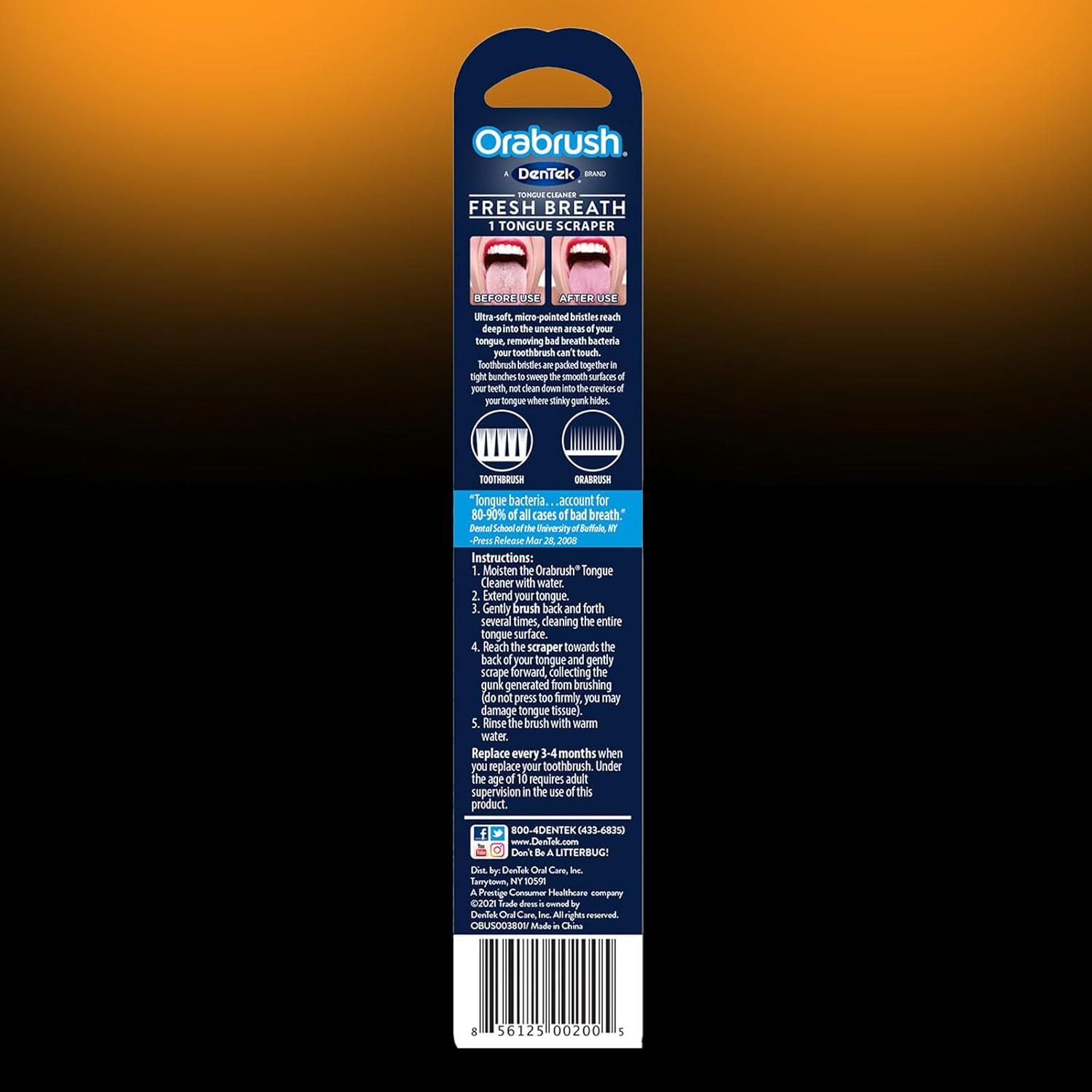 Buy now DenTek Orabrush Tongue Scraper, Gentle Tongue Cleaner Brush for Fresh Breath, 2 Count at indiglob india