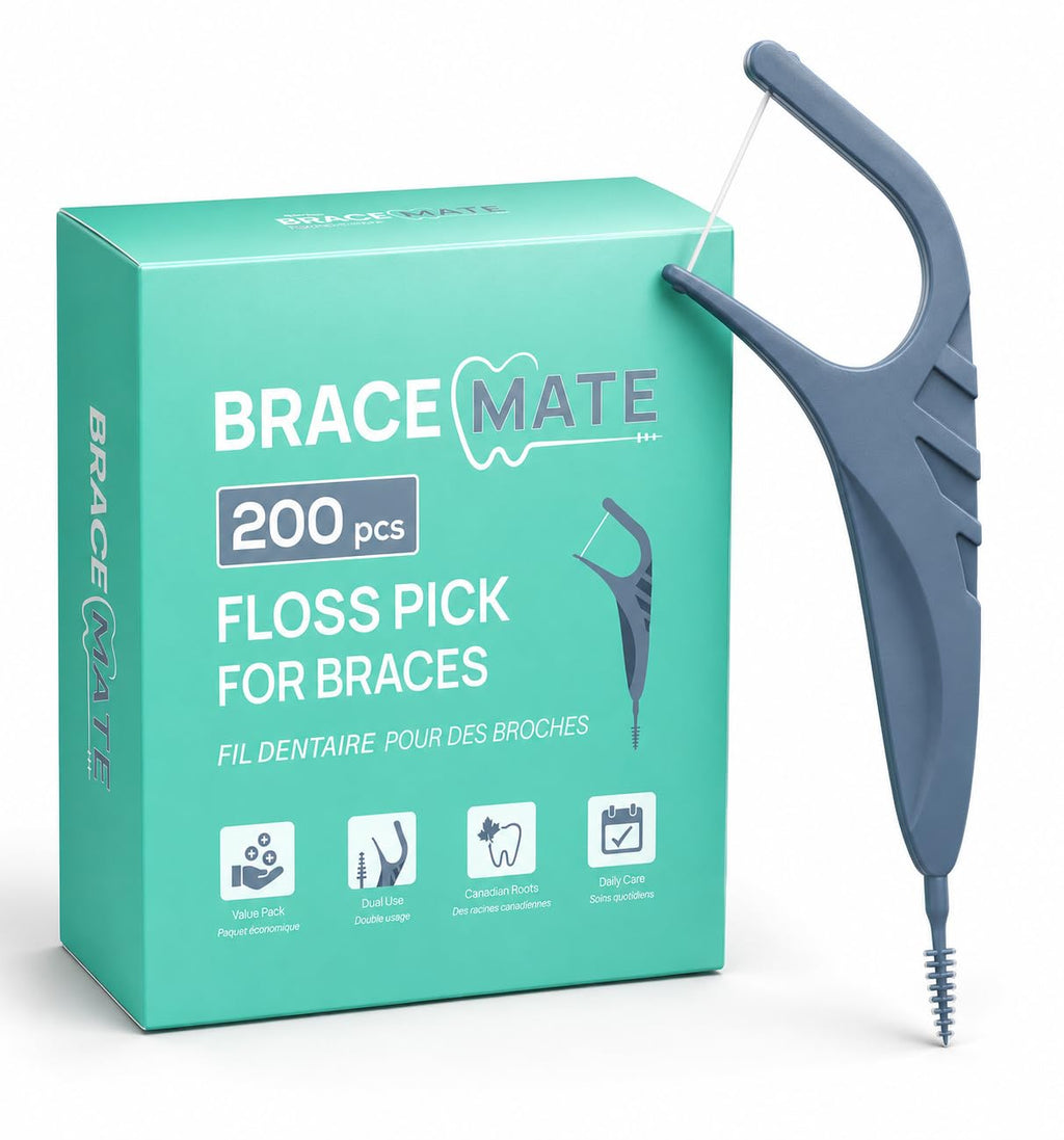 Floss Picks for Braces, 200 Count – Flossers with Slim Threader & Bracket Brush – Easy Daily Oral Care for Braces