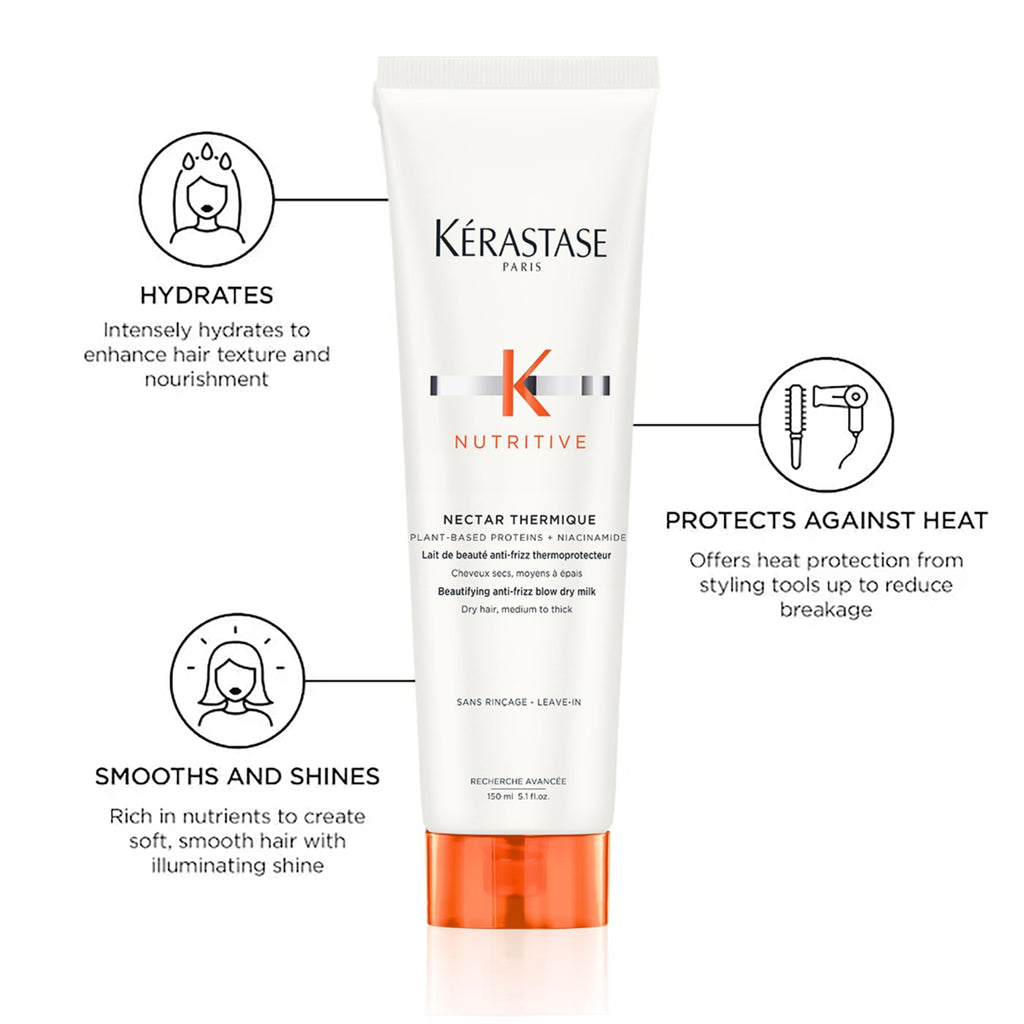 Buy now Kerastase Nectar Thermique Heat Protecting Cream - Anti-Frizz, Softness & Shine, Heat Protection, With Niacinamide, For Medium to Thick Dry Hair at indiglob india