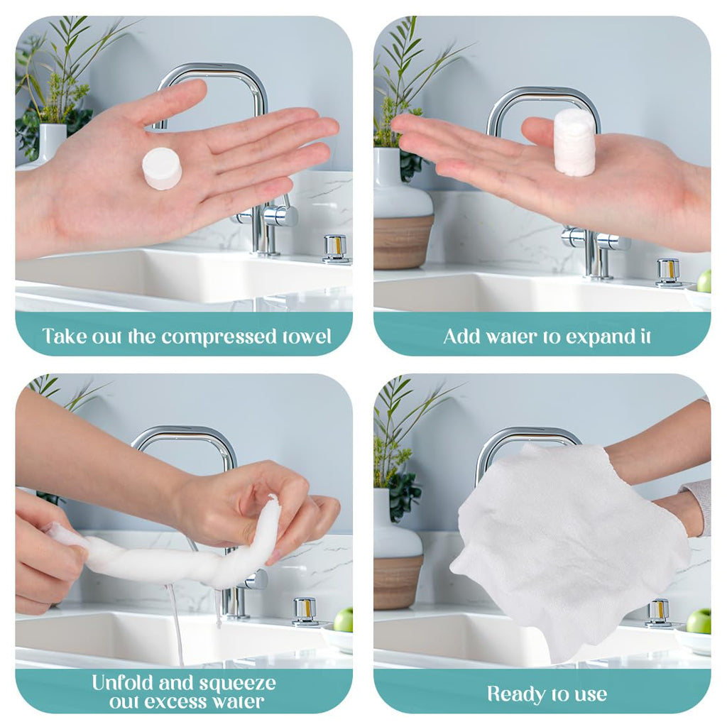 AIDEA Compressed Towels, Portable Face Towels Disposable 100pcs