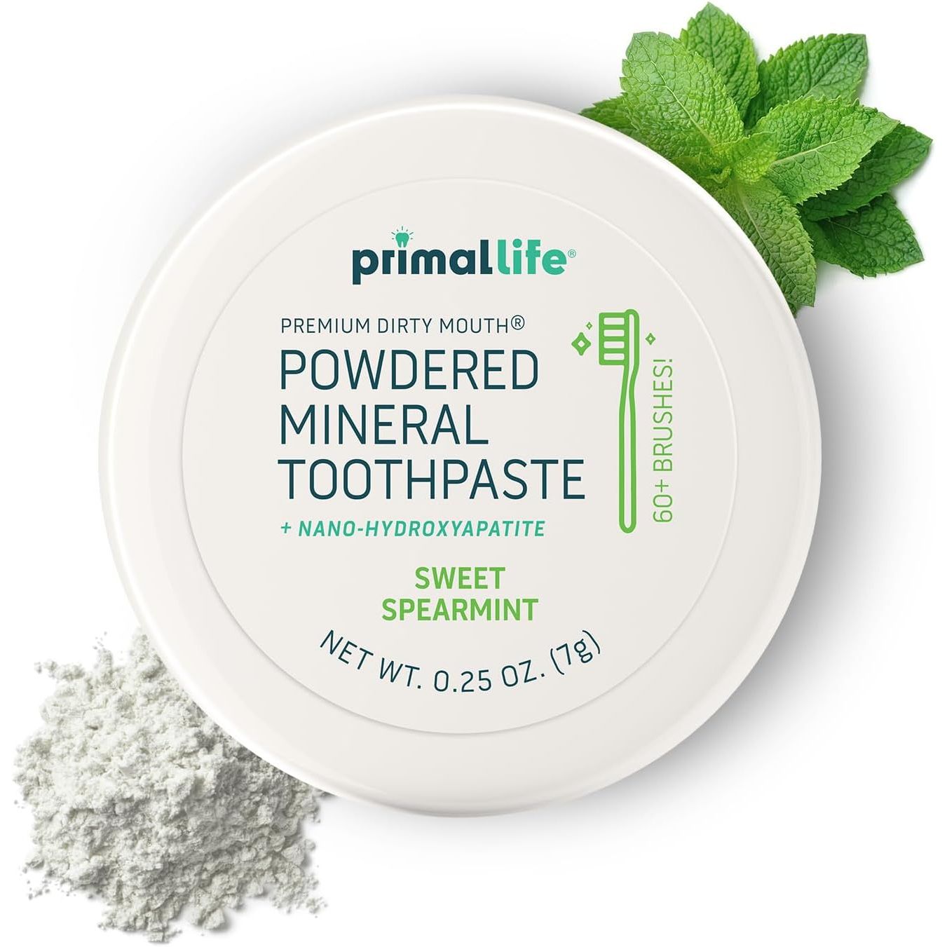 Buy now Primal Life Organics - Dirty Mouth Toothpowder, Tooth Cleaning Powder, Flavored Essential Oils with Natural Kaolin & Bentonite Clay, Good for 200+ Brushings, Paleo, Organic, Vegan (Peppermint, 1 oz) 0.25 Ounce (Pack of 1) Spearmint at indiglob india