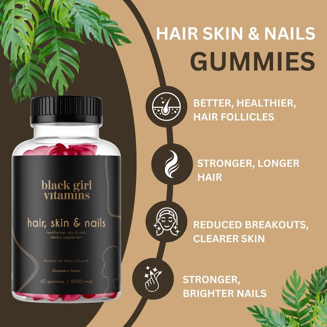 Black Girl Vitamins Complete Wellness Essentials - 30-Day Bundle with D3 Gummies, Probiotics, Hair-Skin-Nails + Sea Moss - 8 Key Nutrients for Immune, Skin & Energy Support
