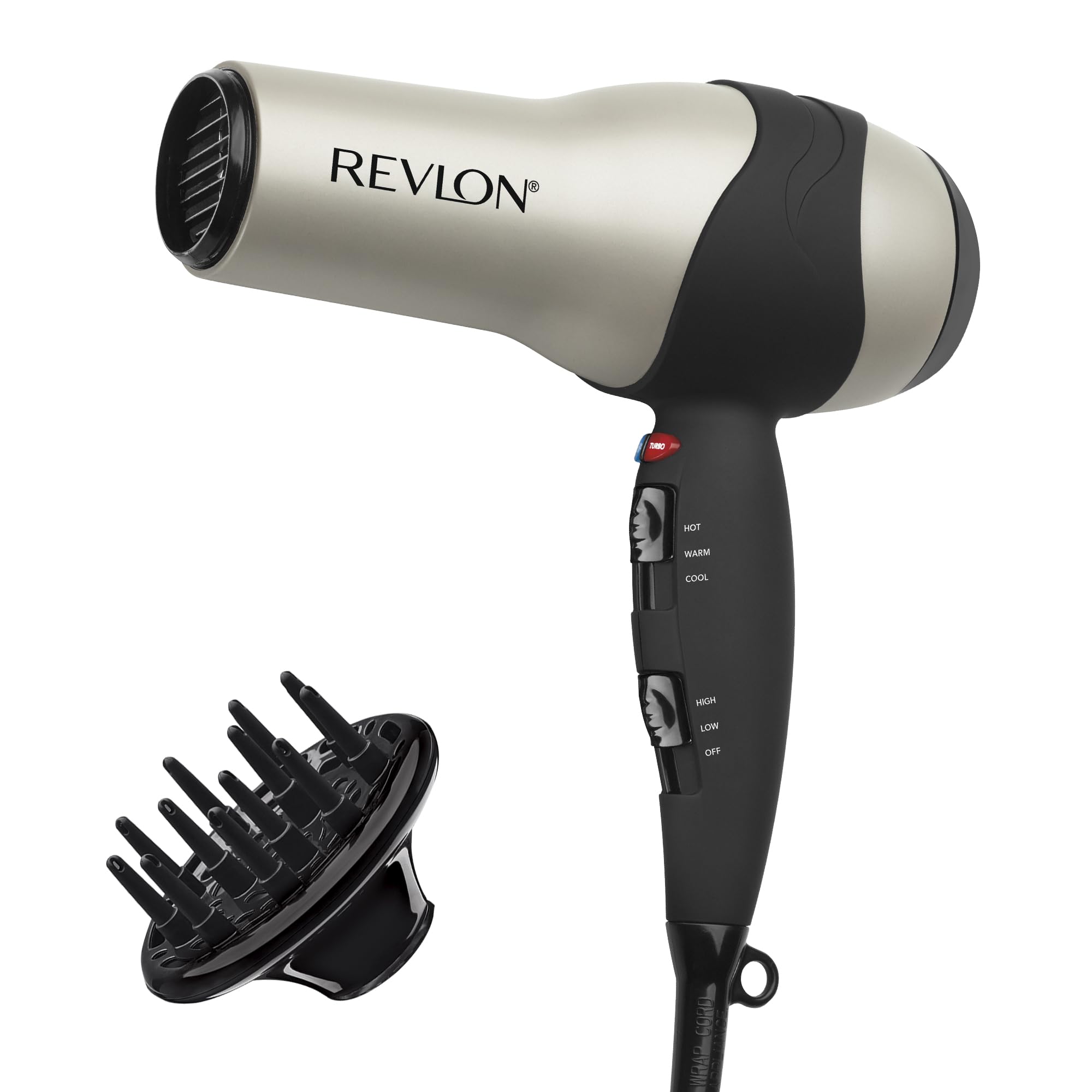 REVLON Turbo Hair Dryer | 1875 Watts of Maximum Shine, Fast Dry (Silver) | Built for Speed, Style & Shine, Fast Drying, Reduces Frizz, 3X Ceramic Coating