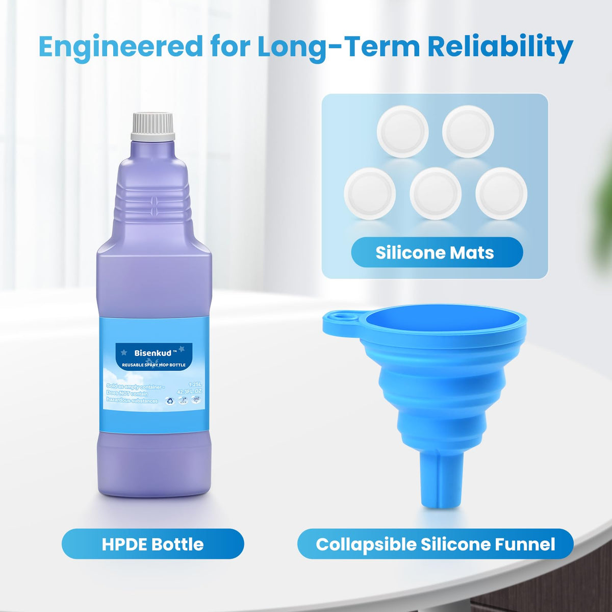 Bisenkud Leak-Proof Refillable Bottle for Swiffer® Wet Jet™ Mop