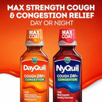 Buy now Vicks NyQuil Cough DM+ Congestion Relief Liquid Medicine, Maximum Strength Multi-Symptom Nighttime Relief for Cough, Nasal Congestion, Sneezing and Runny Nose, Cherry Flavor, 12 FL OZ at indiglob india