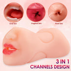 3 in 1 Pocket Pussy Male Masturbator with Mouth, Sex Doll with 3D Realistic Textured Real Oral Vagina and Tight Anus, Masturbation Blowjob Stroker Adult Sex Toys for Men Pleasure