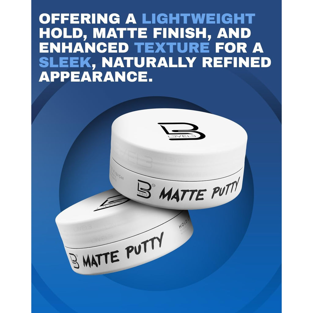 L3 Level 3 Matte Hair Putty for Men and Women, Styling Clay, 5 oz | Texture clay, matte clay finish, flexible medium hold, reworkable styling paste, adds definition and natural texture