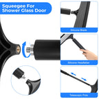 wlich Shower Squeegee with Long Handle, Telescoping Window and Floor Wiper
