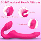 Strapless Strap-On Double-Ended Dildo with 10 Modes & Remote Control, Anti-Slip Silicone Realistic G-Spot Anal Dildo Vibrator Vibrating Butt Plug, Adult Sex Toys for Women Lesbian Couples S&M Whips