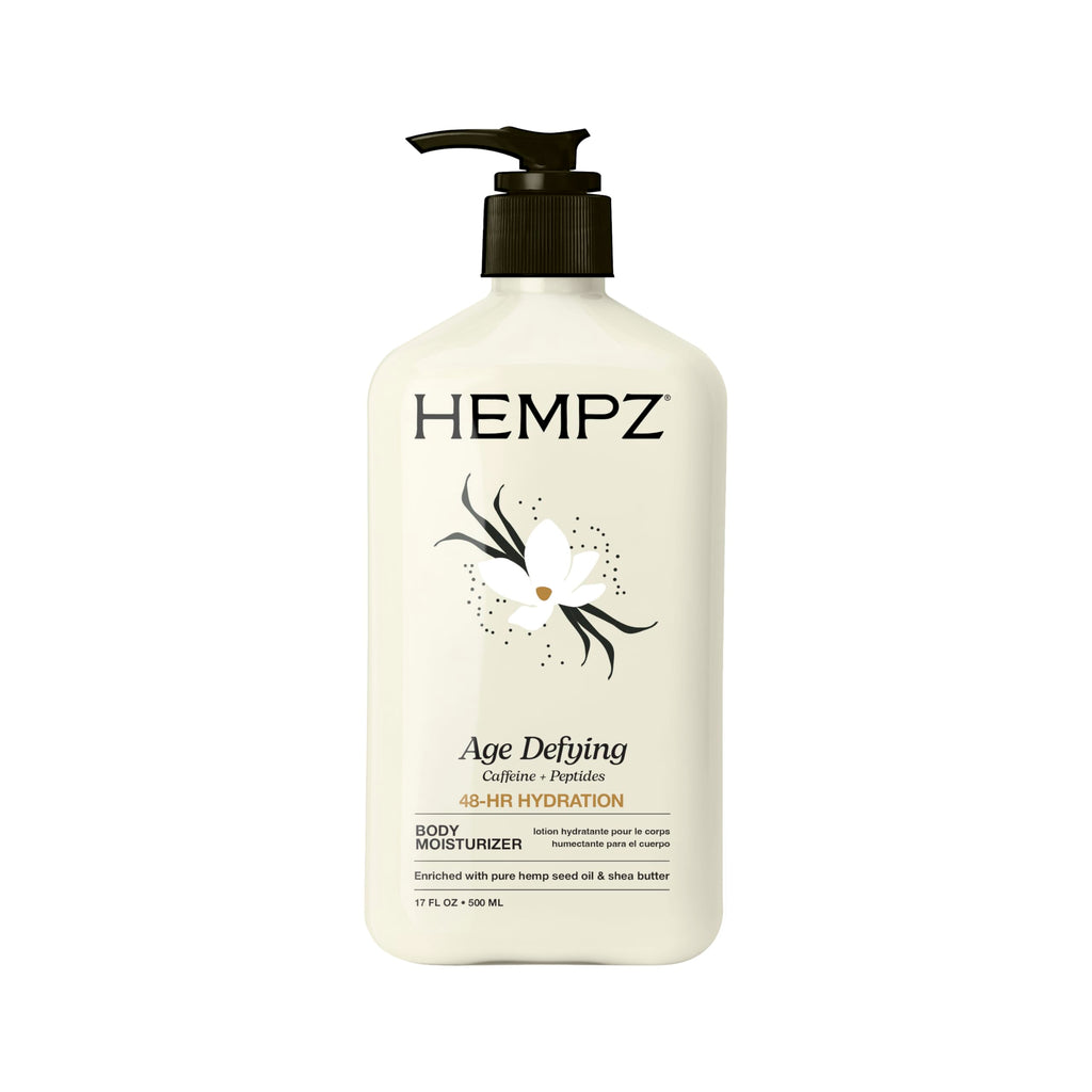 Hempz Age-Defy Body and Hand Lotion for Dry Skin, for Cracked & Crepey Skin, Quick Absorption Moisturizer, Large 17 oz | Pure Hemp Seed Oil for Dryness with Peptides & Caffeine, Ginseng, 48-Hour Hydration, Vegan & Cruelty-Free, Paraben-Free