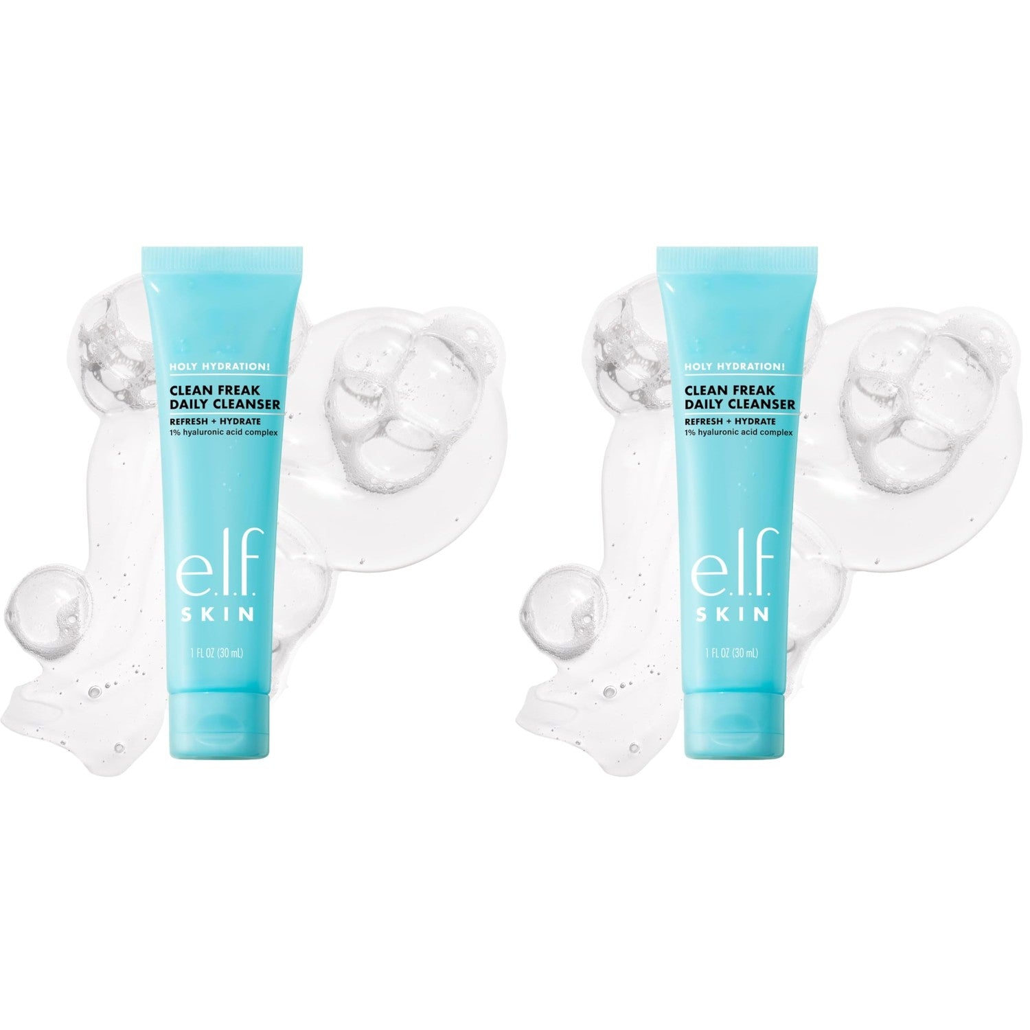 e.l.f. SKIN Holy Hydration! Clean Freak Daily Cleanser, Gentle Hydrating Gel Face Cleanser, Made With Hyaluronic Acid, Vegan & Cruelty-Free, 5.5 fl oz