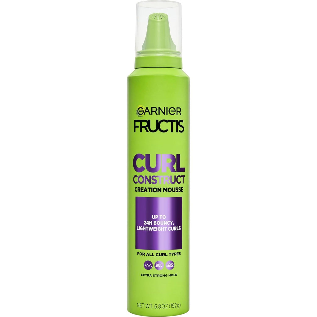 Garnier Fructis Curl Construct Creation Mousse, Curl Activator Provides Frizz Control, Long-Lasting Hold, and No Weigh-Down for Curly, Wavy, and Coily Hair, 6.8 oz (Packaging May Vary)